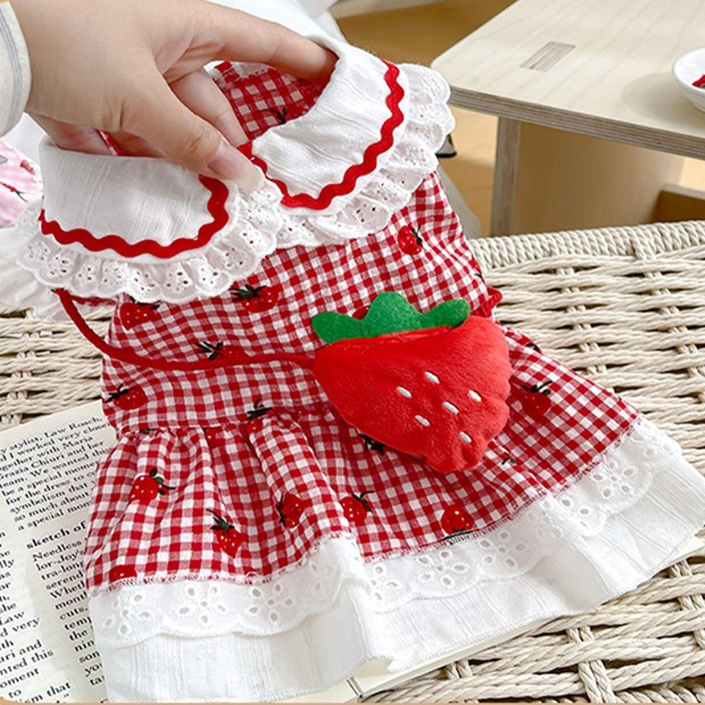 Breathable Pet Strawberry Dress Soft Pet Summer Clothes Fashion Dog Vest  Autumn
