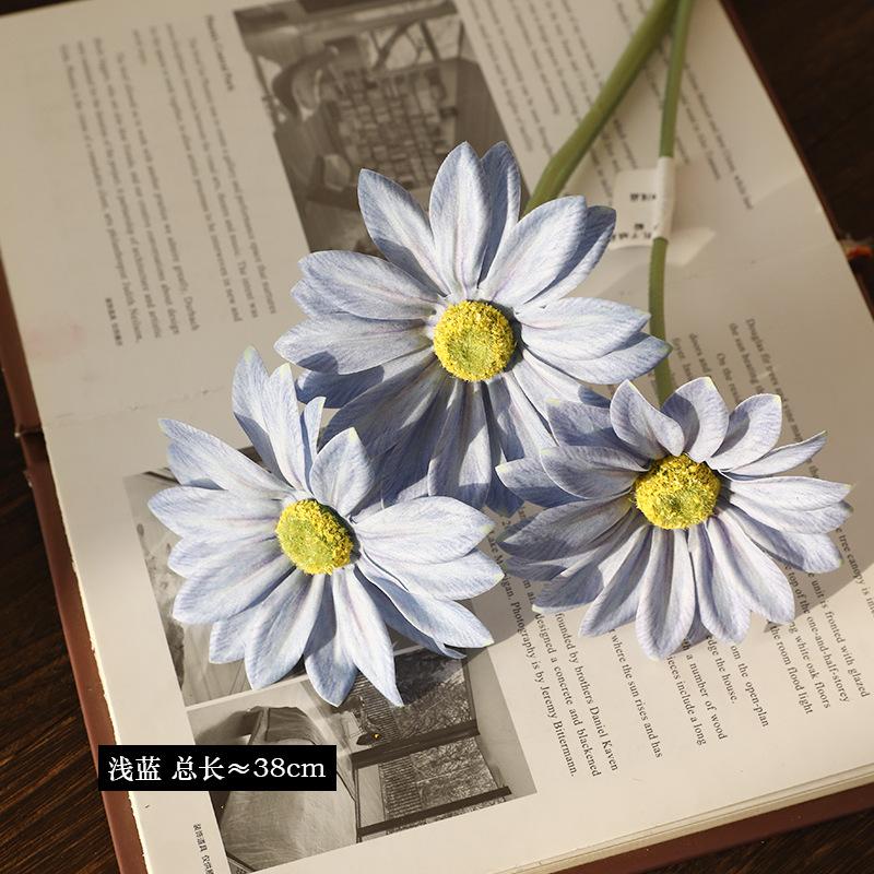 3pcs/Set Real Touch Artificial Daisy Flower Fake Chamomile Bouquet Indoor Room Home Vase Decor Fake Flowers Garden Wedding Decor