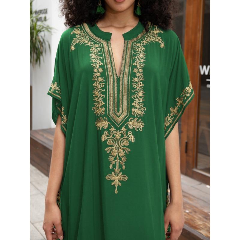 Женская мода лето весна цветочный узор принт рукава 1/2 V-образный вырез свободная талия повседневные платья