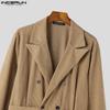 INCERUN Men Lapel V Neck Long Sleeve Corduroy Jumpsuits Buttons Long Rompers