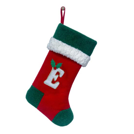 18 Inches Monogram Christmas Stockings with Letters Embroidered Initials Xmas Hanging Stockings for Fireplace Christmas Party Decoration