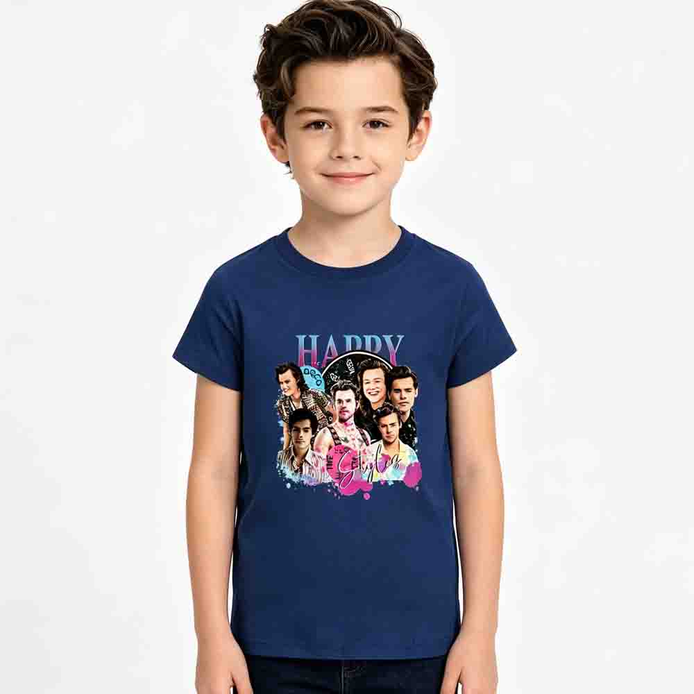 Kids Harry Styles Kiss All The Time Album 100% Cotton Unisex Shirt 2026 Summer O-neck Boys Girls Hip Hop Short Sleeve Tshirt Fan Gift