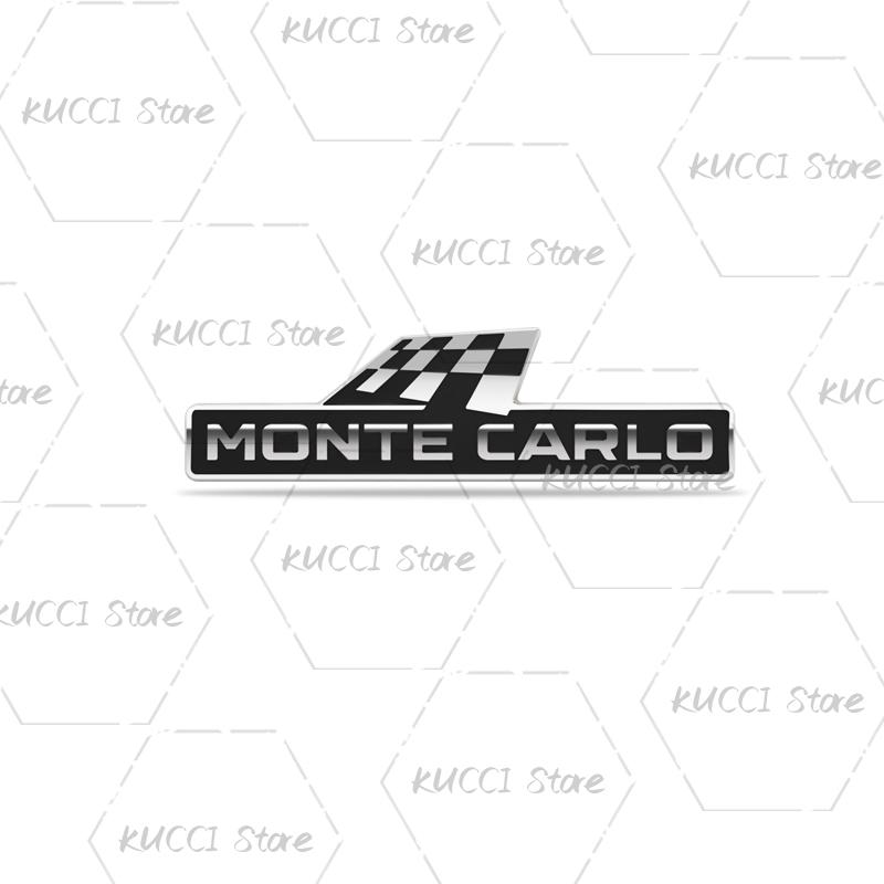 FSNK8 Alloy Metal Monte Carlo Racing Flag Grille Emblem Rear Trunk Badge Sticker For Skoda Fabia Octavia Kodiaq Superb VRS Kamiq Rapid