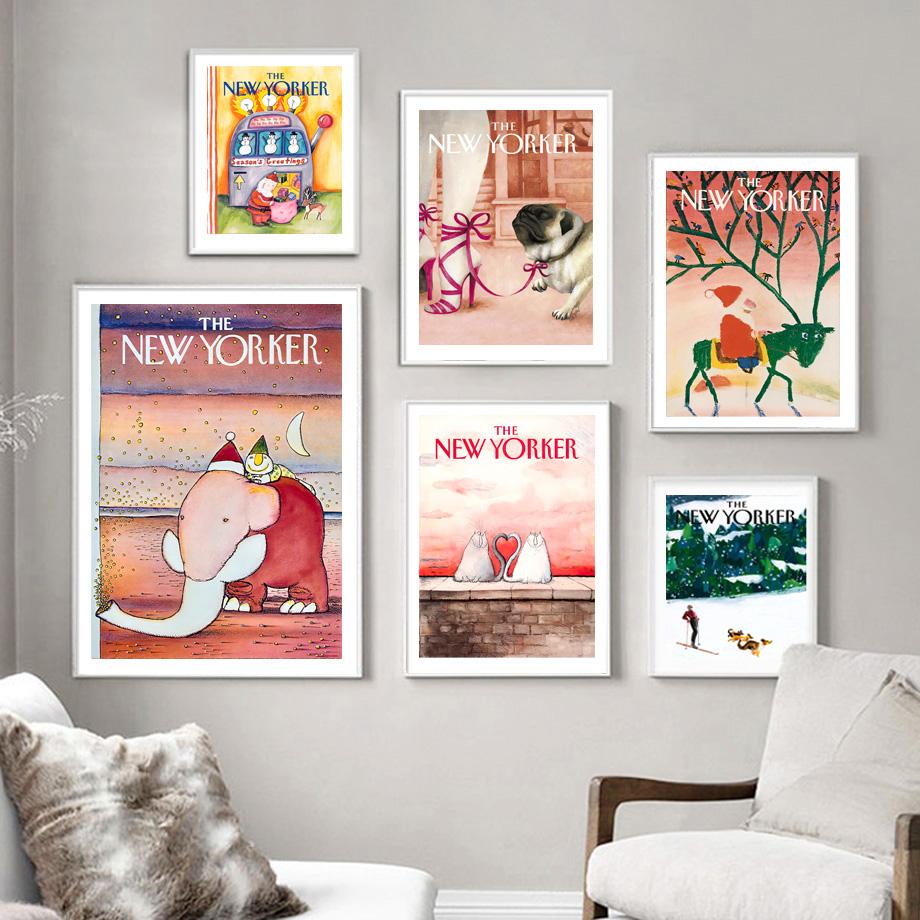 Рождество Санта-Клаус конфеты винтажная обложка журнала настенное искусство холст картины постеры и принты настенные картины для декора спальни без рамки