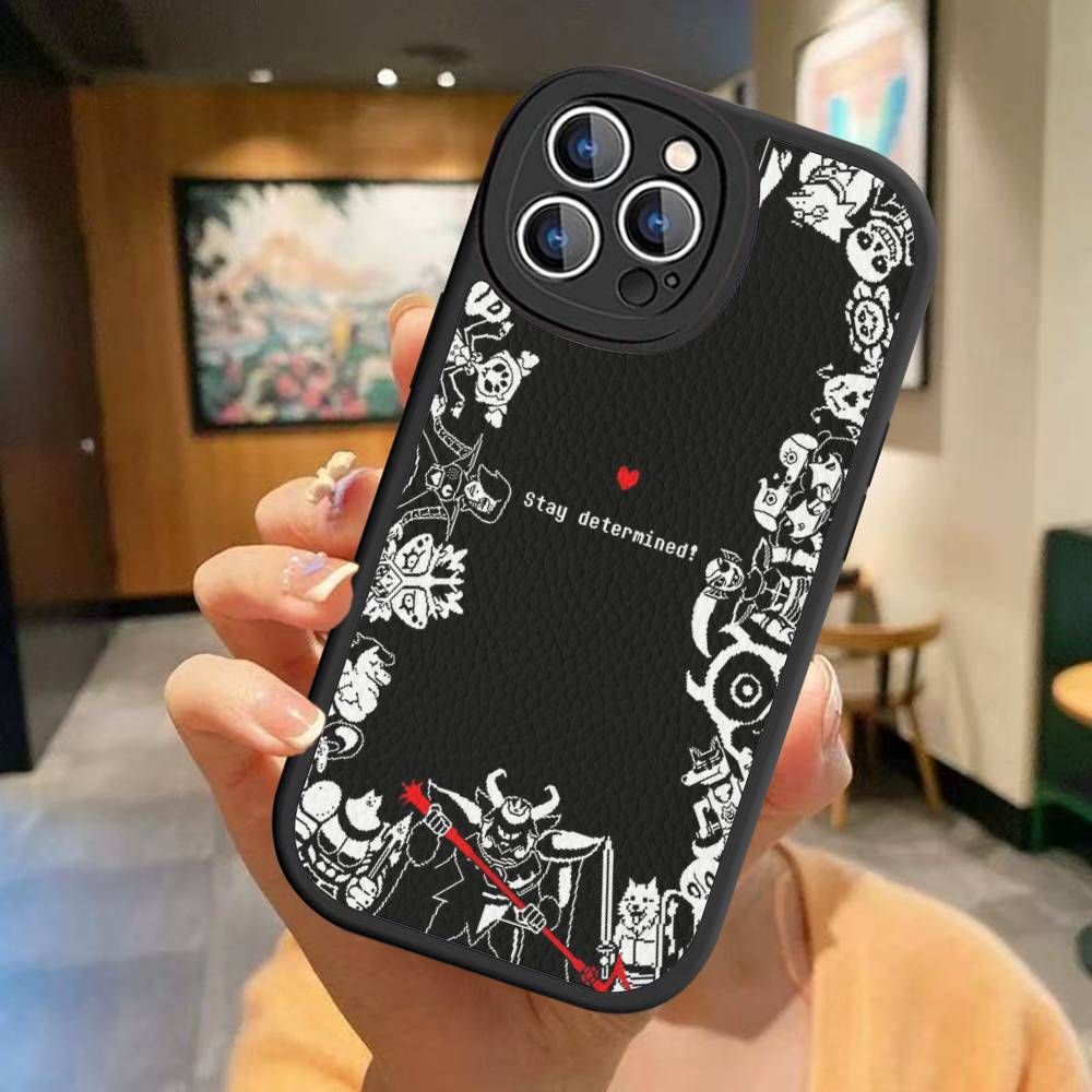 Кожаная чехол-книжка U-Undertale для IPhone 16 15 14 13 12 11 Pro Max Plus