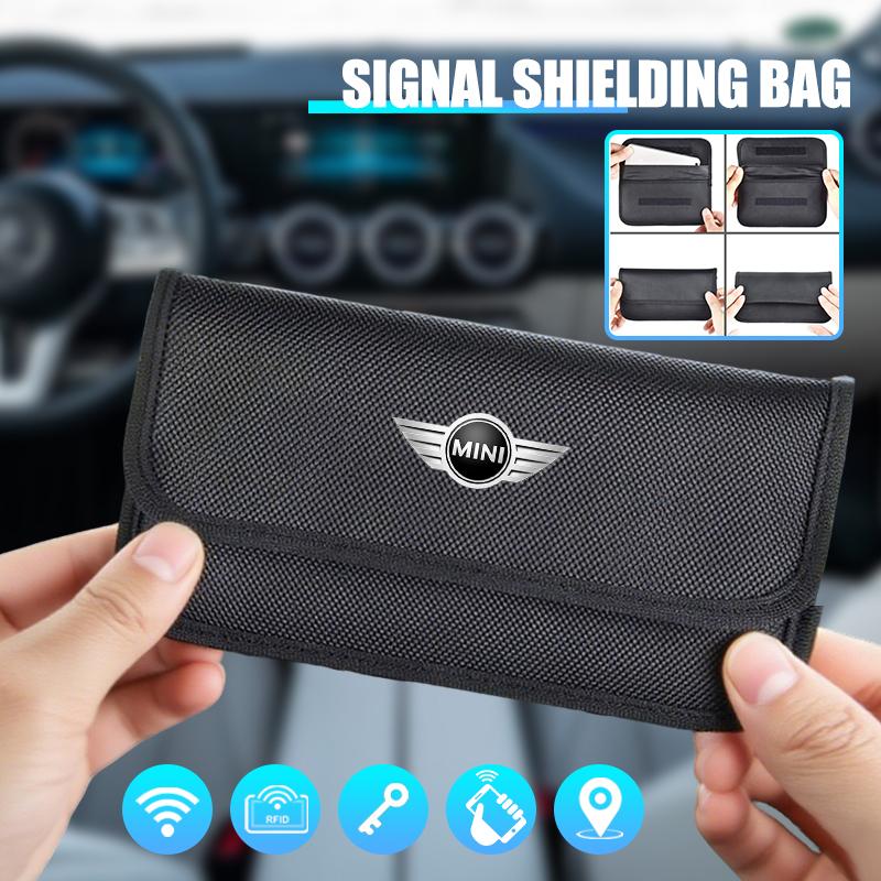 Car Key Signal Blocker Case Faraday Cage Fob Pouch RFID Blocking Bag For MINI Cooper One JCW Works R55 R56 F56 R58 R59 R60 R50 qclyn77