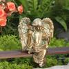 Vintage Bronze Angel Resin Garden Decor for Outdoor Use with Weatherproof Features and Elegant Design
