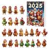 2025 Christmas Advent Calendar Chicken Ornaments 24 Days Countdown Calendar Christmas Tree Decoration 2D Acrylic Collectible Cartoon Chicken Set