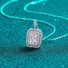 Новый настоящий квадратный кулон из муассанита, ожерелье сияющей огранки изумрудной огранки, бриллиант S925, серебро, ювелирные изделия, подарок для женщин
