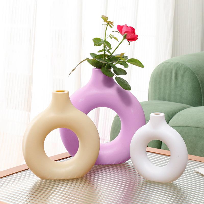 Artistic Plastic Flower Vase Nordic Style Vases Decorative Vase Flower Vases Living Room Ornament Home Decor Table Decoration