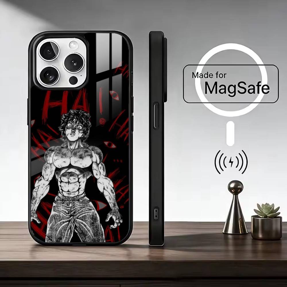 Чехол для телефона C-Comic H-Hanma B-Baki для iPhone 17, 16, 15, 14, 13, 12, 11 Plus, Pro Max Магнитный для беспроводной зарядки Magsafe