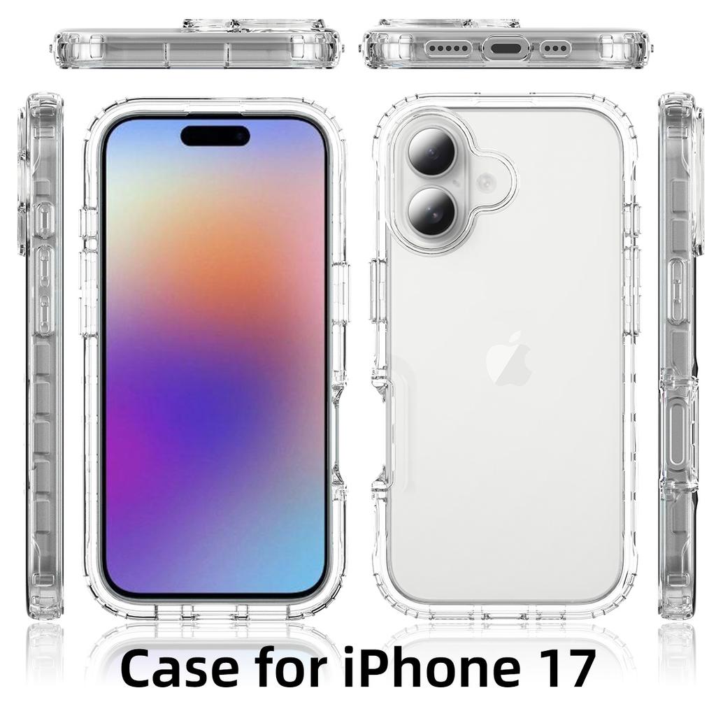 Чехол для iPhone 17 TPU PC 2 в 1 Ударопрочный Прозрачный Чехол для Телефона