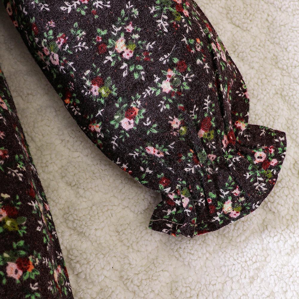 Детская одежда для девочек, весенне-осенняя одежда, цветочное платье, вязаный жилет, костюм, платья принцессы в стиле преппи