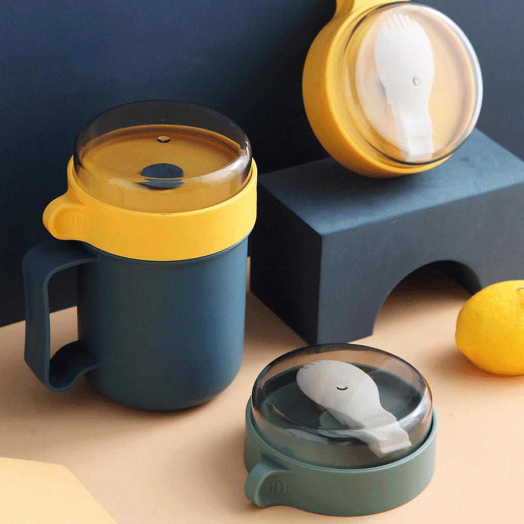 500 мл суповая чашка портативные устойчивые пластиковые изолированные контейнеры для супа с крышкой и ложкой для офиса