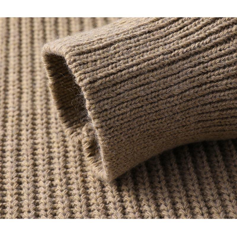 Men Half Zip Stand Collar Long Sleeve Thick Casual Knitted Pullover Sweater