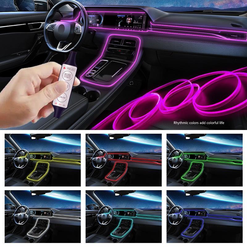 22 Режима 20 Цветов 1-5 м Автомобильная USB RGB Светодиодная Лента Салонная Атмосферная Подсветка Ручное Управление Невидимая Оптоволоконная Атмосферная Лампа