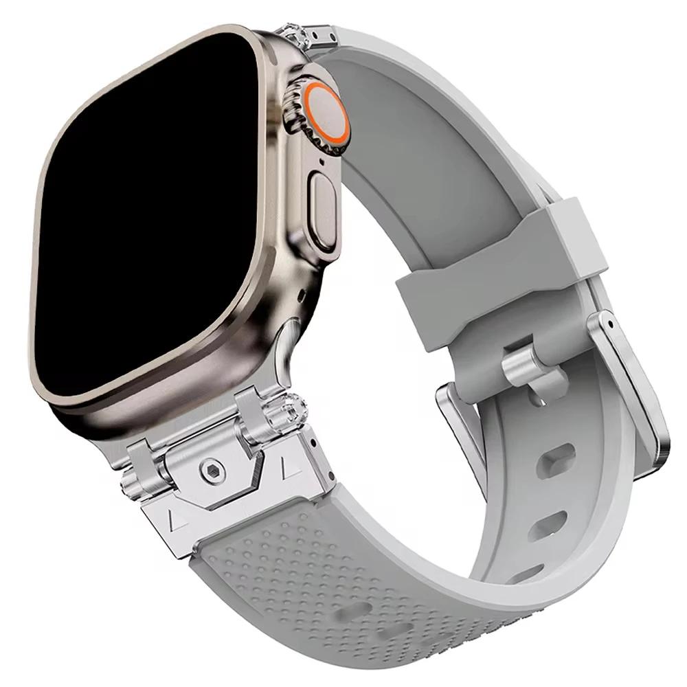Спортивный ремешок из каучука титанового цвета для Apple Watch Ultra 2 49 мм Серии 9 8 7 45 мм 42 44 мм Ремешок для iWatch ULTRA 6 5 4 se