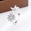 Новое романтическое и элегантное женское кольцо с цветком и каплей воды из циркона, регулируемое кольцо для вечеринки, обручальное кольцо