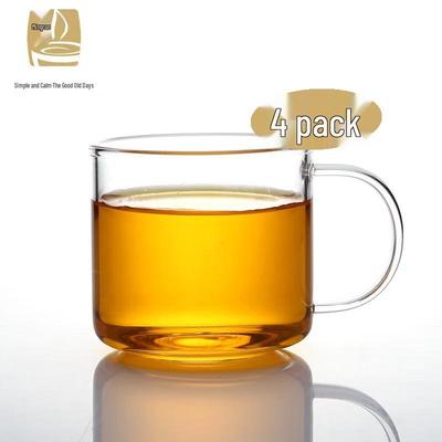 MINGRUN Жаропрочные стеклянные чашки для чая с ручками (4-Pack)