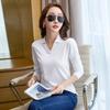 Женская рубашка 3XL, новая футболка с длинными рукавами, облегающий женский топ на весну и осень, однотонная повседневная рубашка с лацканами