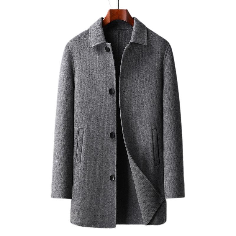 Autumn and Winter Men's Double-sided Woolen Coat Plus Size Woolen Coat Business Men's Medium and Long Woolen Coat