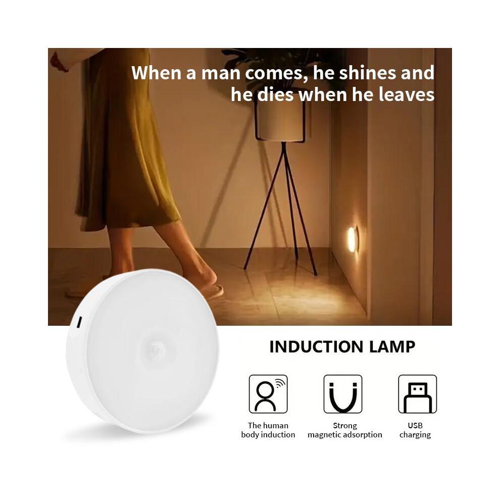 white 3pcs Motion Sensor LED Night Light USB Rechargeable Night Lamp for Kitchen Cabinet Wardrobe Lamp Staircase Wireless Closet Light