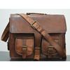 Goat Leather Vintage Messenger Shoulder Men Satchel Laptop Office Briefcase Bag. Size 11 X 15 X 4 Inches