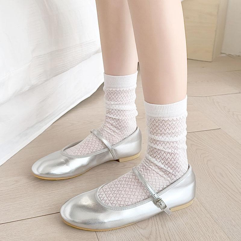 Летние тонкие женские носки с ажурной сеткой, дышащие кружевные носки JK в японском стиле, однотонные школьные носки для девочек Kawaii, свободные длинные носки