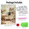 Pearl Painting Kit 5D/DIY Pearl Mosaic Inlaid Black Cat Bathing in Flower Tub Home Wall Decoration Art
