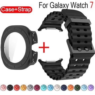 Защитное стекло + Ремешок для Samsung Galaxy Watch Ultra 47 мм Силиконовый ремешок для Galaxy Watch Ultra 47 мм Защитный чехол для ремешка