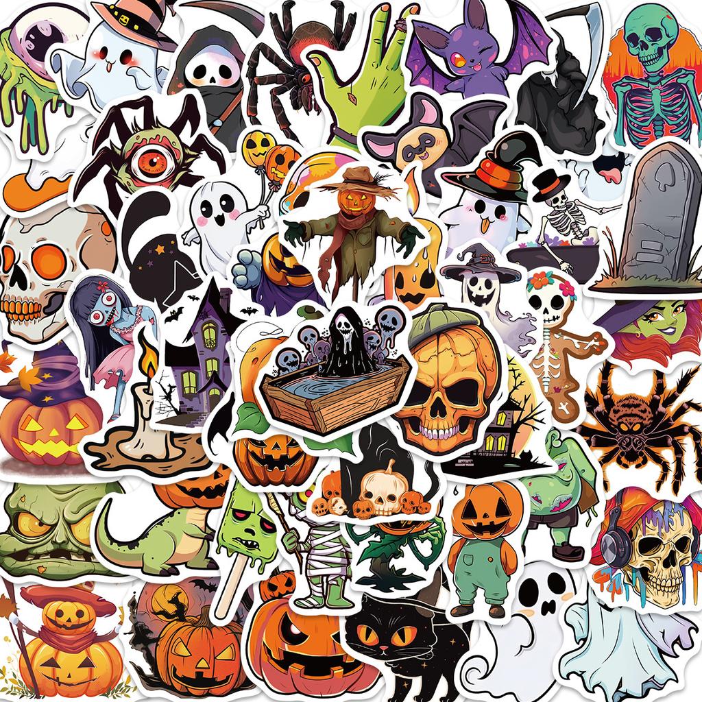 50 New Cartoon Halloween Graffiti Stickers Personalized Decorative Guitar Notebook Suitcase DIY Waterproof