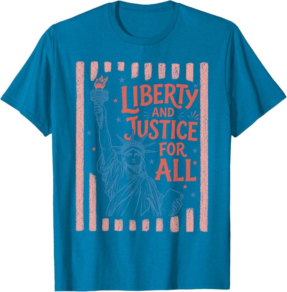 Retro Funny 4th of July with Liberty and Justice for All Unisex T-Shirt