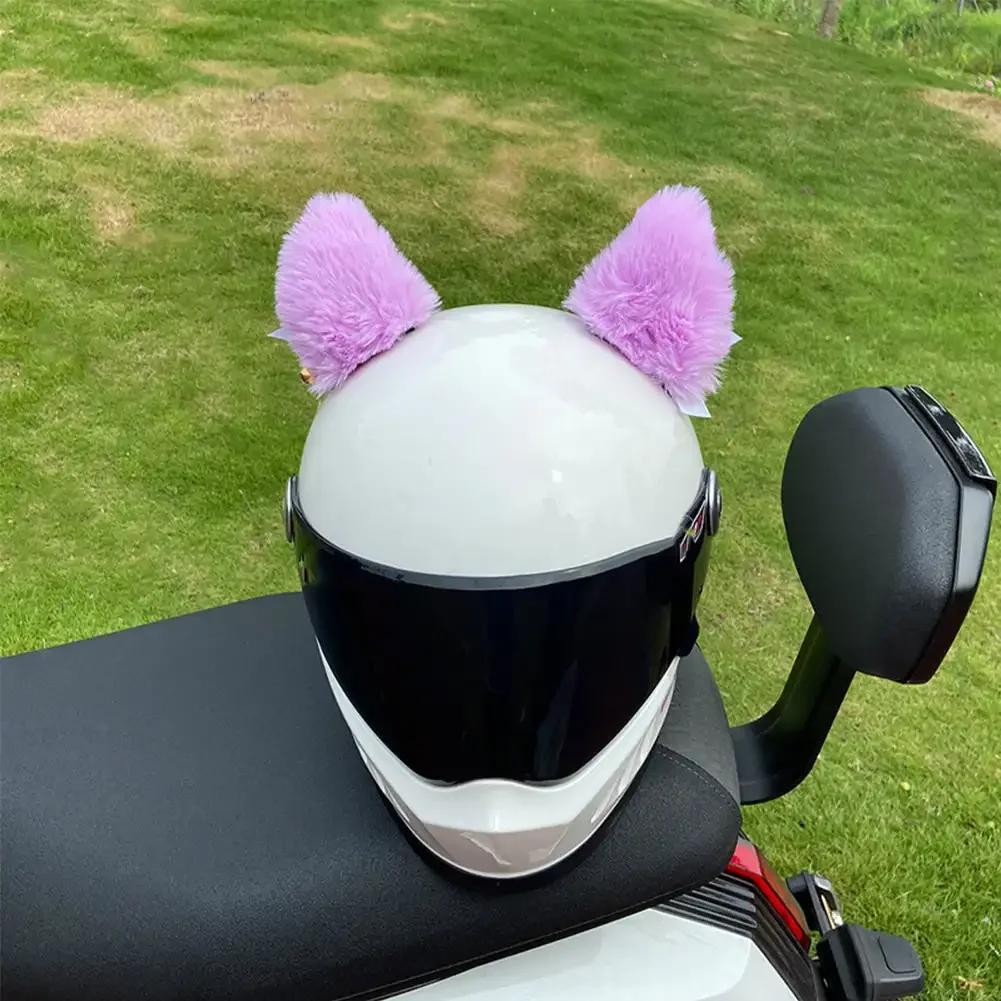 2Pcs Motorcycle Helmet Plush Cat Ears Stickers Decoration Motocross Helmet Cosplay Plush Full Face Off Road Helmet Decor