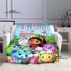 Cute Cartoon Gabby's Dollhouse Blanket Creative Flannel Fluffy Fleece Throw Blanket Children and Adult Gift Sofa Travel Camping