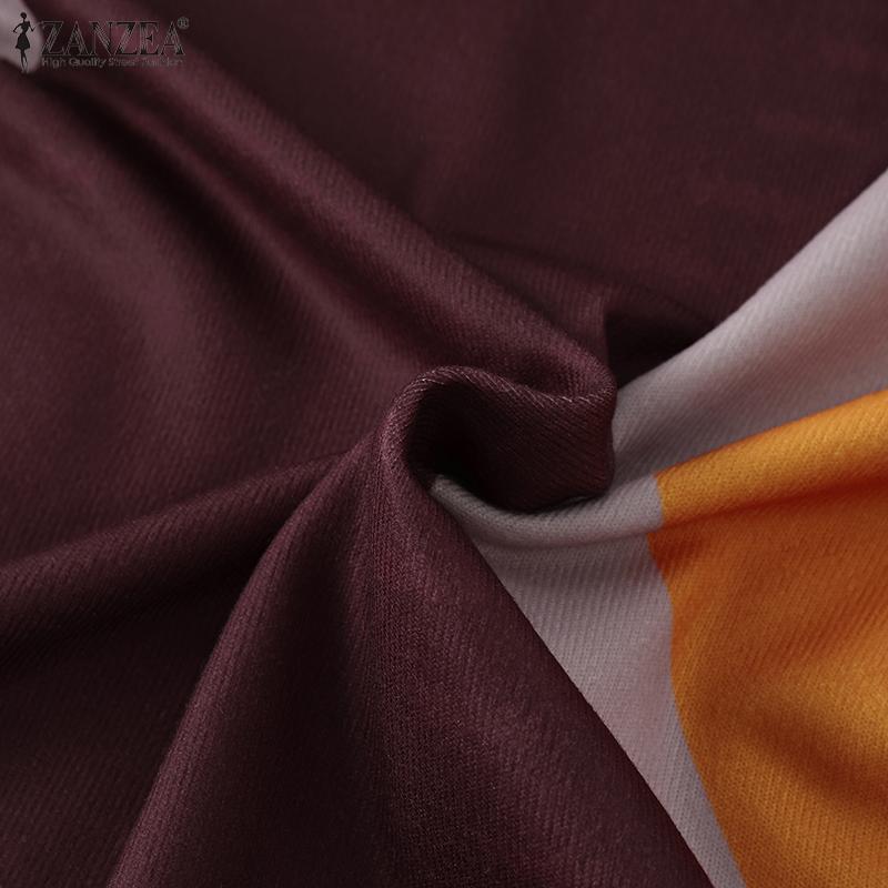 ZANZEA Женская блузка в стиле пэчворк с длинным рукавом и полуводолазкой в цветных блоках