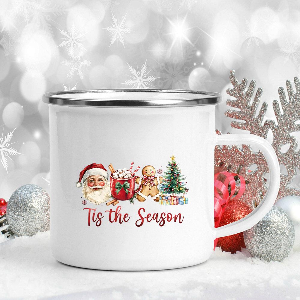 Это Сезон Рождественская Кружка Рождественская Эмаль Чашка Напиток Горячий Какао Сок Кружки Рождественская Вечеринка Напиток Чай Чашки Рождественский Праздничный Подарок