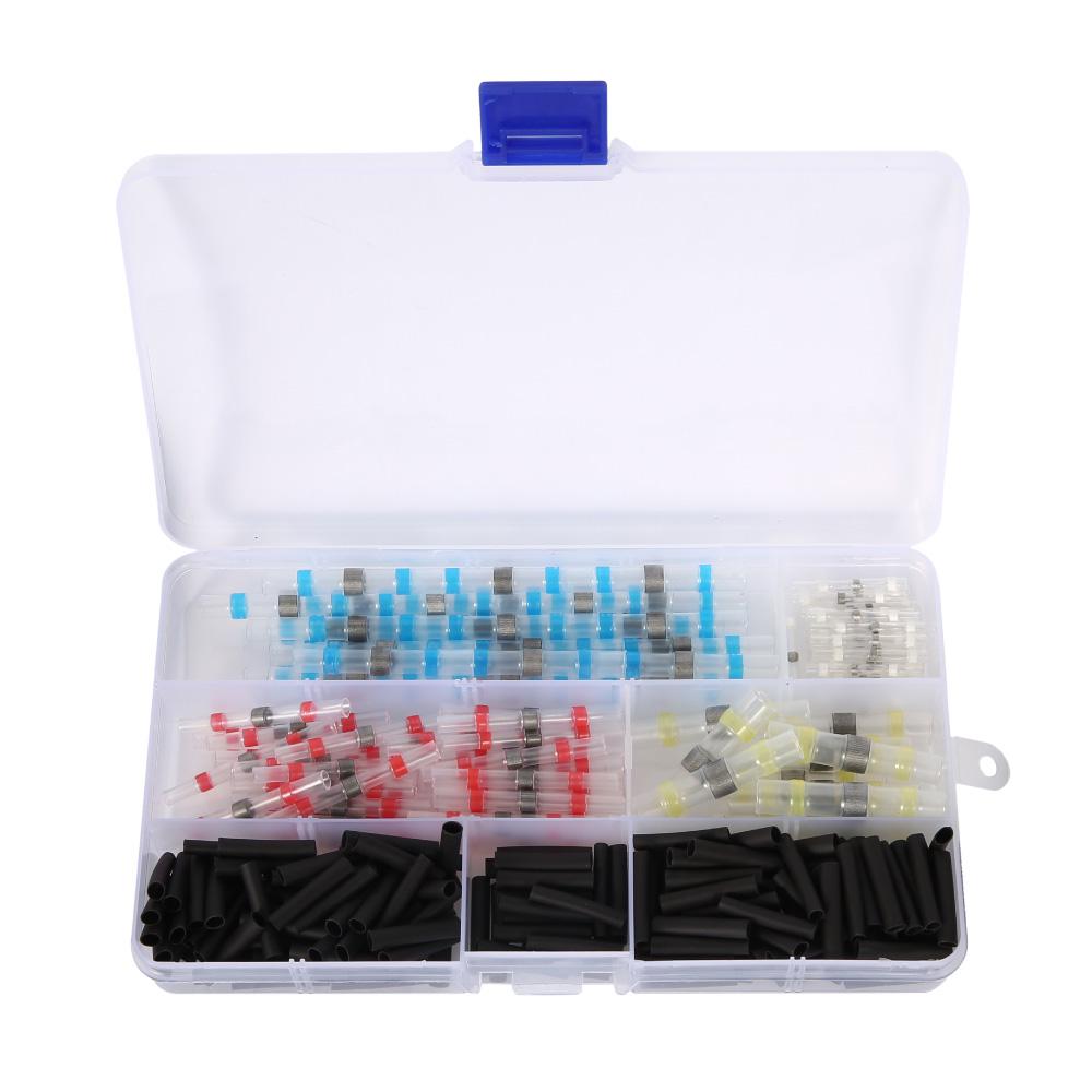 260Pcs Solder Seal Wire Connector Heat Shrink Butt Connector Waterproof Insulated Electrical Wire Terminal Solder Sleeve Sealed