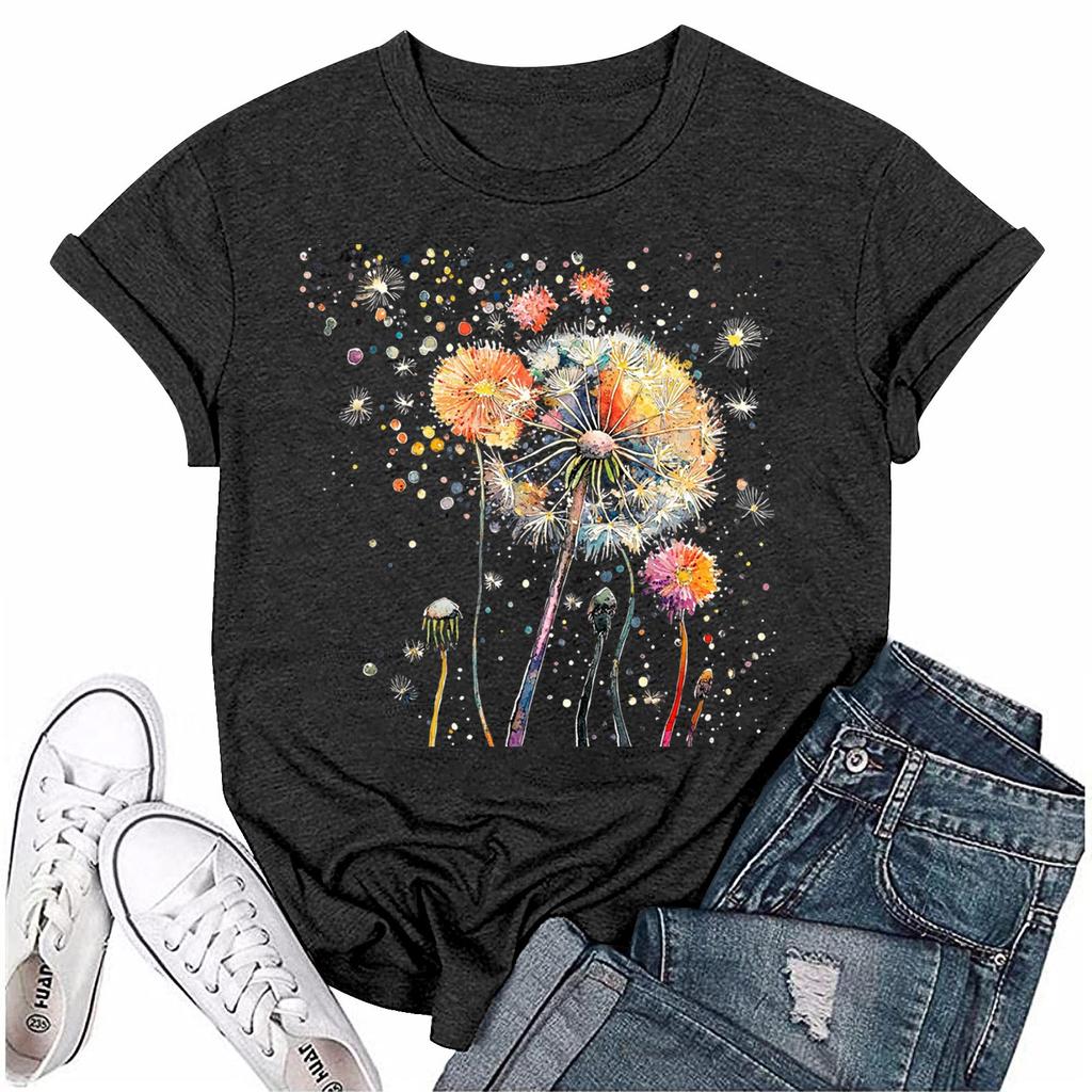 Женская мода с принтом, круглым вырезом, коротким рукавом, футболка, пуловер, топ