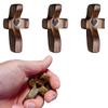 Wooden Crucifix Comfort Holding Cross Pocket Small Size Handheld Christian Prayer Cross Stress Relief Encouragement Gift