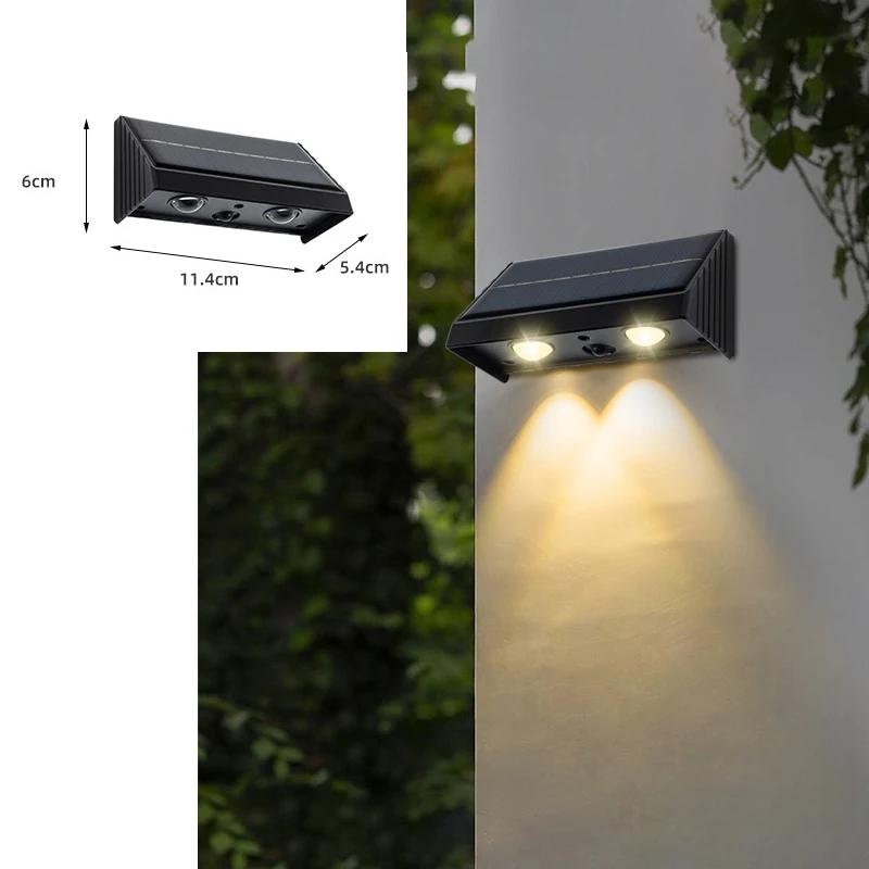 Уличный настенный светильник на солнечных батареях Светодиодные садовые светильники Водонепроницаемый датчик управления освещением Лампы на солнечных батареях Вилла Двор Балкон Лестница Забор