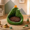 Festive Home Decor for Living Room Christmas Tree Shaped Seat Cushion with Backrest, Soft Crystal Velvet Throw Cute Animal Shape Pillow, Decorative