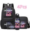 4 шт./компл. Аниме Мультфильм K-Pop Принт Рюкзак с бутылкой для воды 750 мл для Подростка Студента Девочки Мальчика Книжная сумка Детский Подарок Большая Вместимость Дорожная Сумка