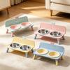 Love-heart Double Bowl Pet High-foot Bowl Anti-slip Cat Feeder Bowl Cat Bowl  for Puppy and Cat