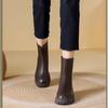 Мода 2024 года, новые осенние модные женские ретро-ботинки с круглым носком, однотонные, повседневные, короткие сапоги