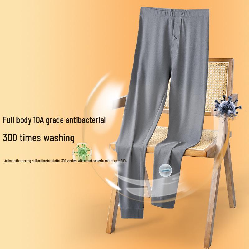 Мужские антибактериальные фланелевые тонкие однотонные кальсоны из 100% хлопка (2025 Осень/Зима)