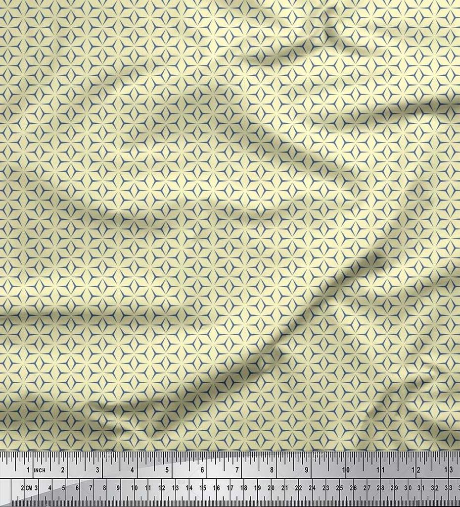Soimoi Japan Crepe Satin Fabric Geometric Small Print Sewing Fabric Metre 42 Inch