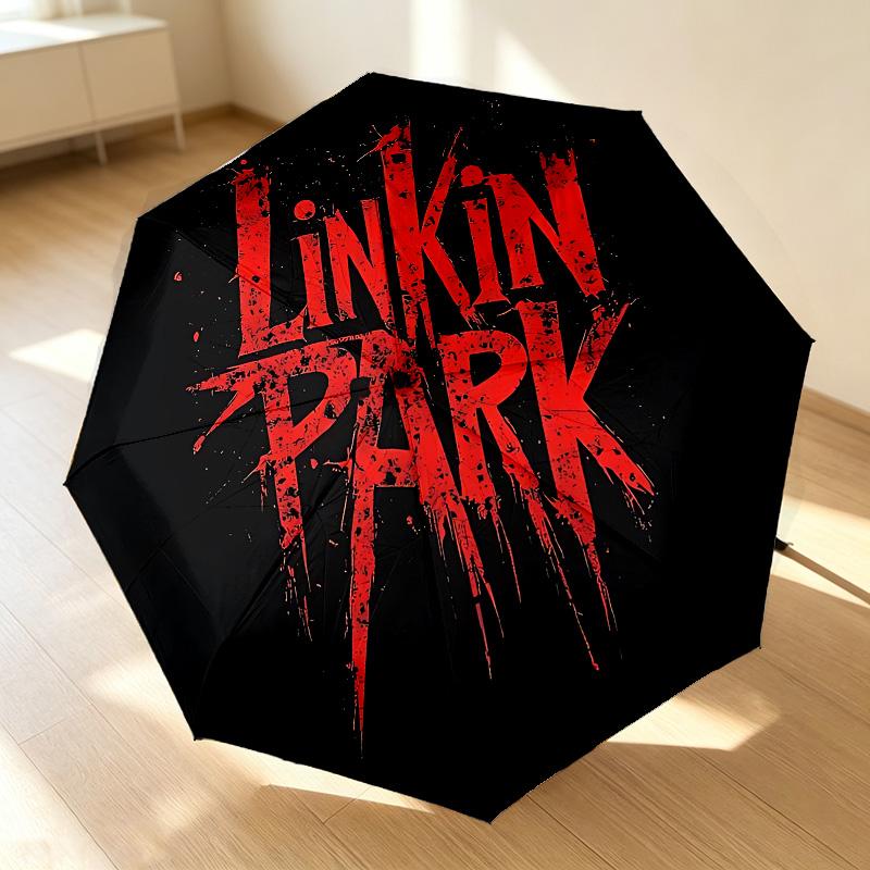 Linkin Park 8 Ribs 3Fold Black Glue Uv Protection Umbrella Sun Protection Rainproof Compact Folding Umbrella For Travel Daily Use C923456