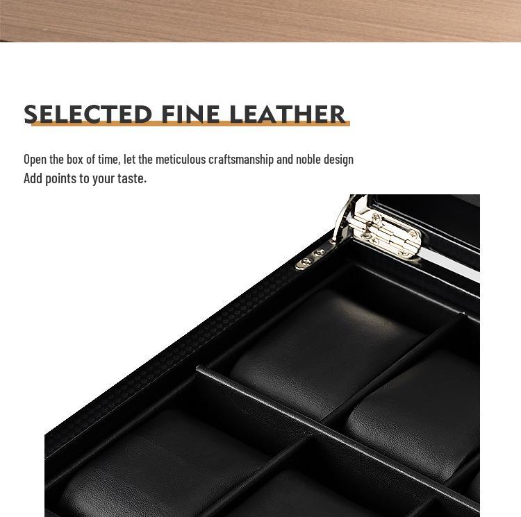 Двухслойная коробка для демонстрации часов и ювелирных изделий из углеродного волокна и ПУ