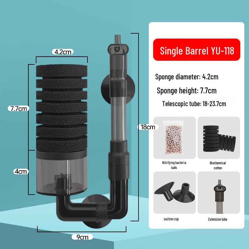 Wall-Mounted Fish Tank Filter with Dual Heads, Biochemical Cotton & Bio-Balls.