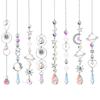 Silver Suncatcher Crystal Moon Lotus Chakra Hanging Garden Decoration Sun Catcher Rainbow Maker Stained Glass Outdoor Decor Gift